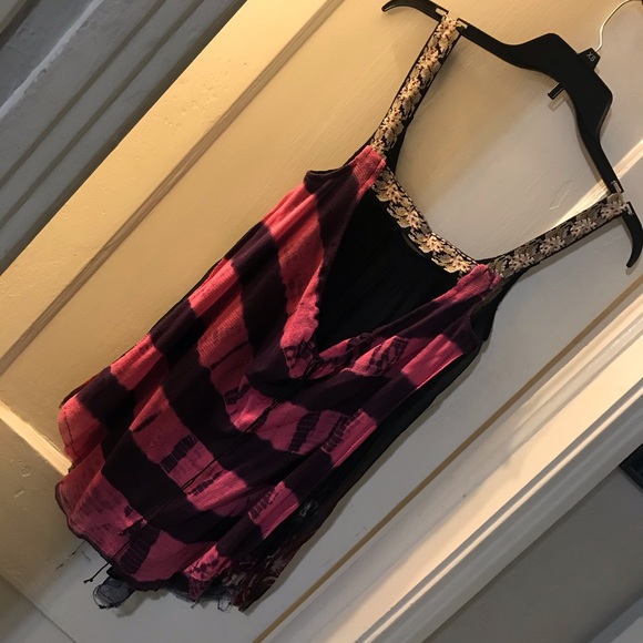 Cute! Free People sheer black/pink tunic tank XS - Picture 6 of 11